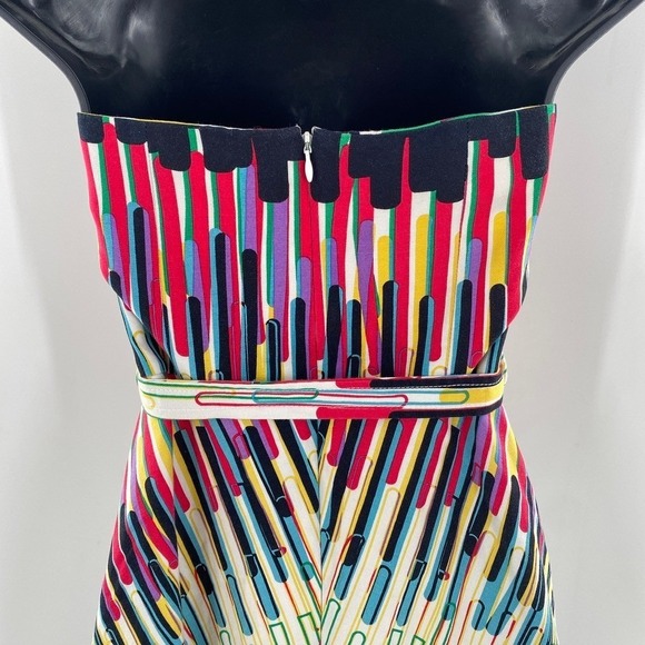 Tracy Reese New York Colorful Strapless Silk Cotton Blend Dress Size 4 Cocktail - Picture 11 of 12